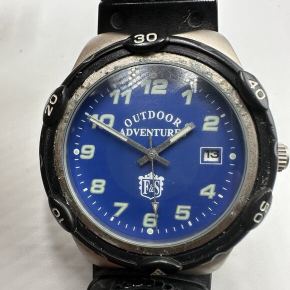 Field & Stream Other - Field & Stream Watch Men Silver Tone Blue Dial Black Band New Battery 9”